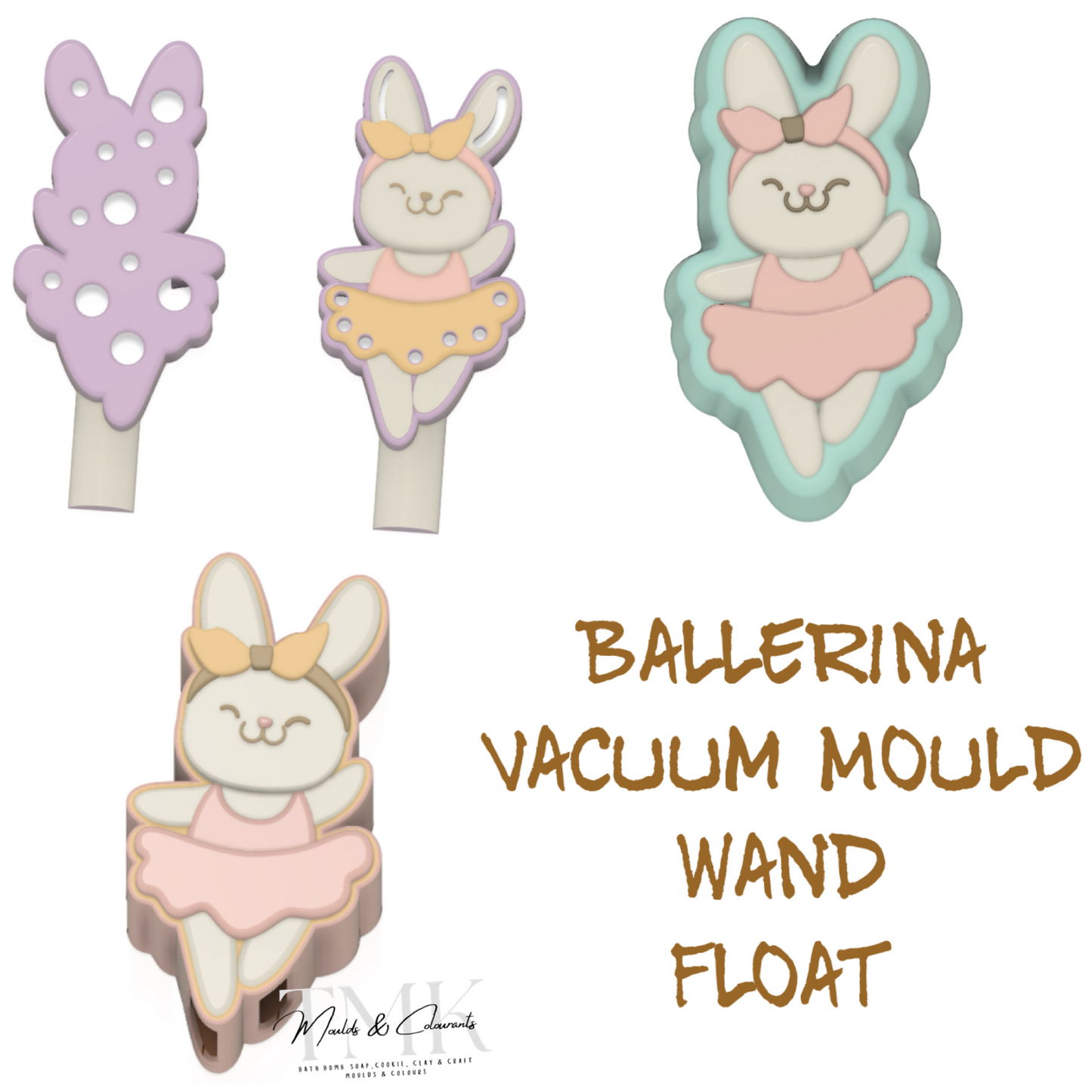 Cute Rabbit Ballerina Mould, Wand or Float