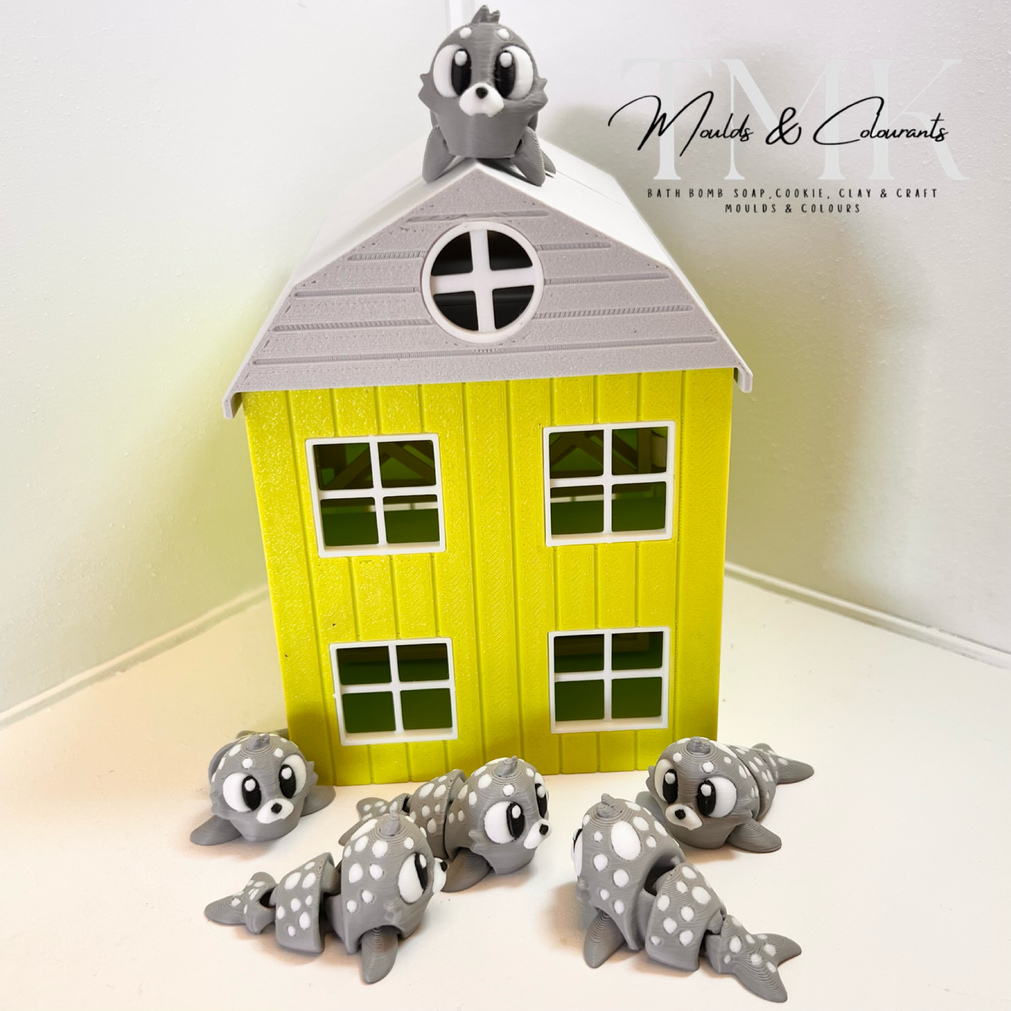 10x 3D Printed Mini Articulated Seal for Toy Surprise Bath Bombs