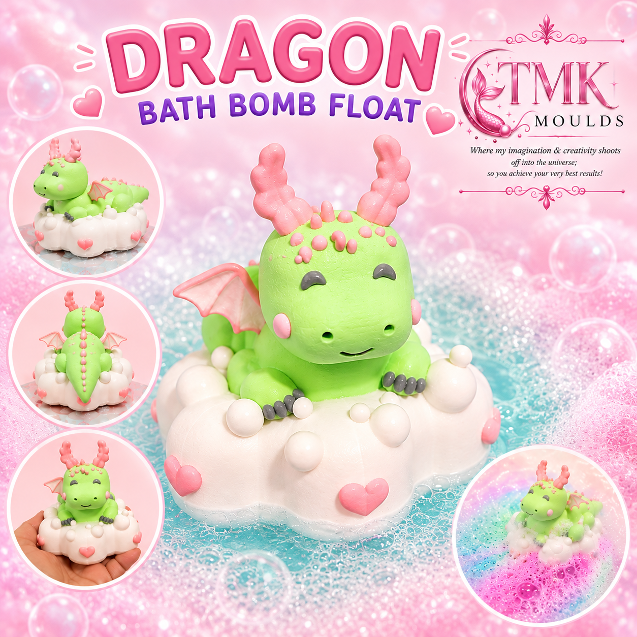 Dolly the Dragon Mega Float for Bath Bombs, Crumble or Mini Bombs x5