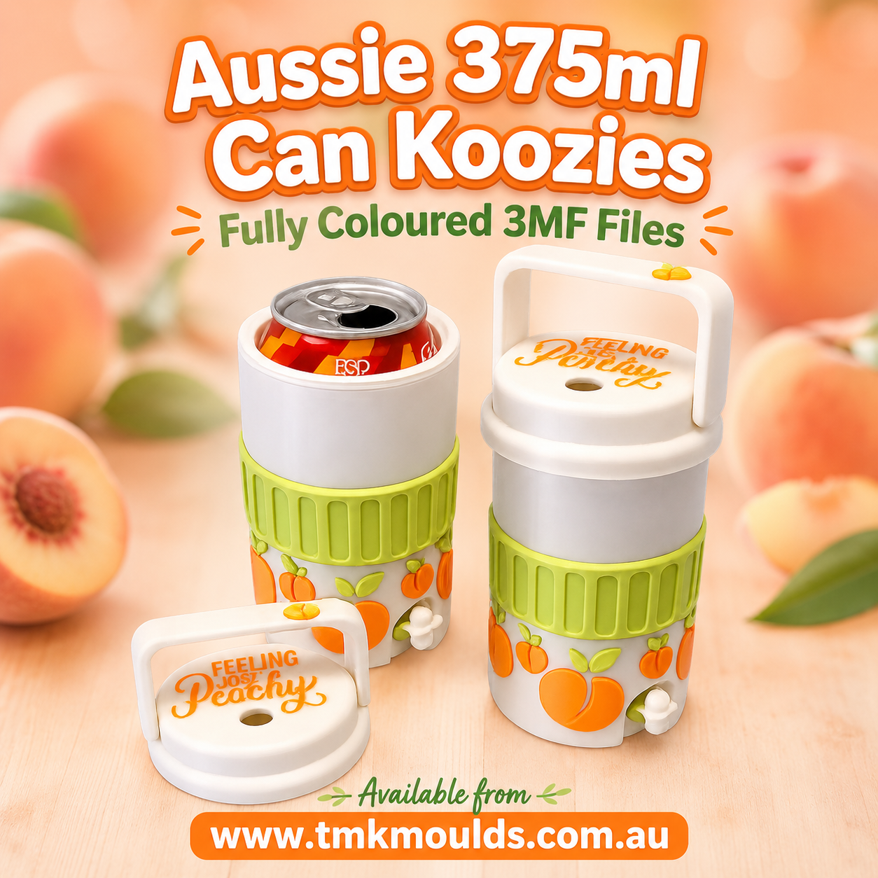 375ml Aussie Can Koozie Peachy