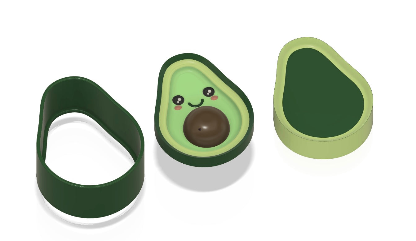 2 Part Avocado (3D Printed) 2x 3 Piece Moulds