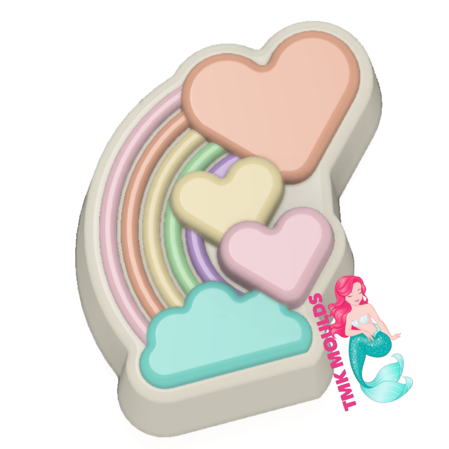 (Vacuum Form Mould) Rainbow Hearts