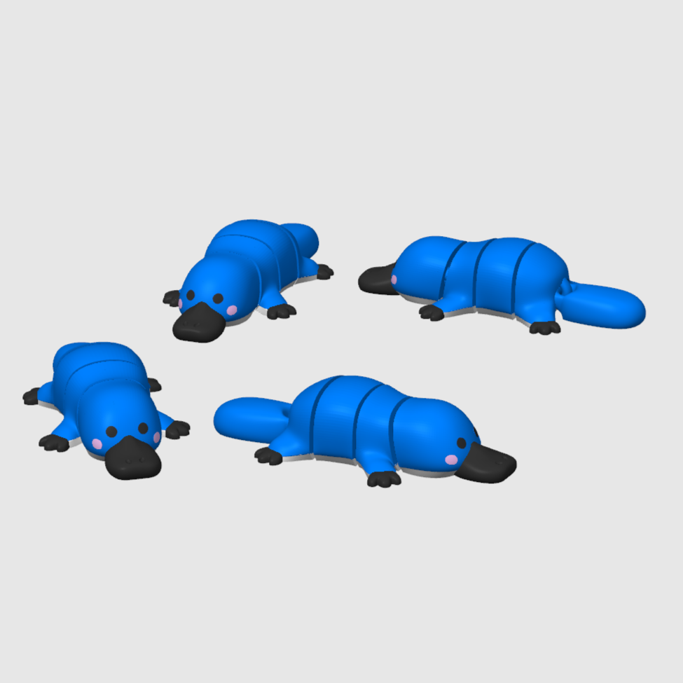 10x 3D Printed Mini Articulated Platypus for Toy Surprise Bath Bombs