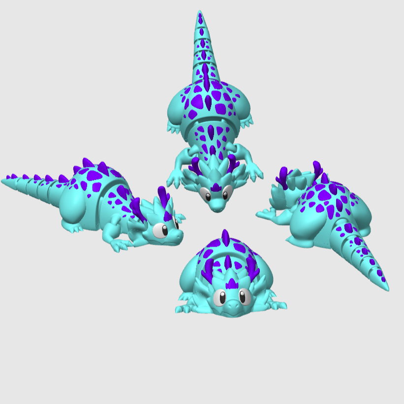 10x 3D Printed Mini Articulated Chubby Dragon for Toy Surprise Bath Bombs