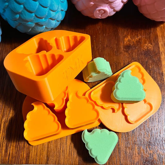 Poop Trio for Steamers, Bath Bombs or Toilet Fizzers 3D printed Mould Multi Press 45gm each