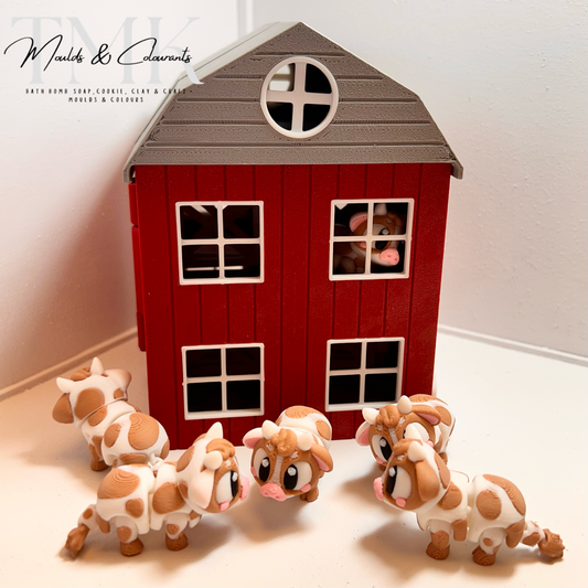 10x 3D Printed Mini Articulated Cow for Toy Surprise Bath Bombs