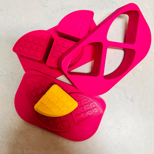 Quarter Round Mini Waffle Trio for Steamers, Bath Bombs Fizzers 3D printed Mould Multi Press 45gm each