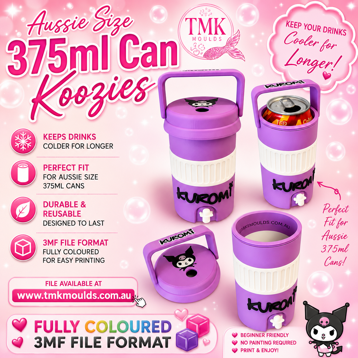 375ml Aussie Can Koozie Purple