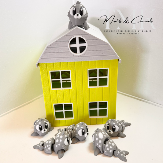 10x 3D Printed Mini Articulated Seal for Toy Surprise Bath Bombs