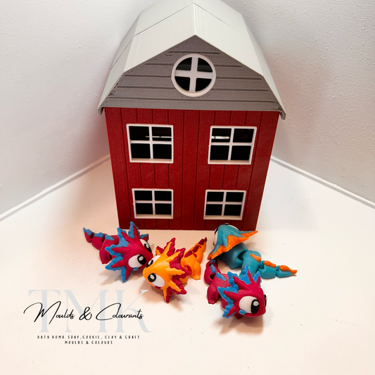 10x 3D Printed Mini Articulated Axolotyl for Toy Surprise Bath Bombs