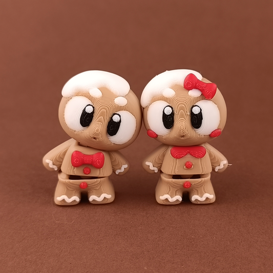10x 3D Printed Mini Articulated Christmas Boy & Girl Gingerbread on a Shelf for Toy Surprise Bath Bombs