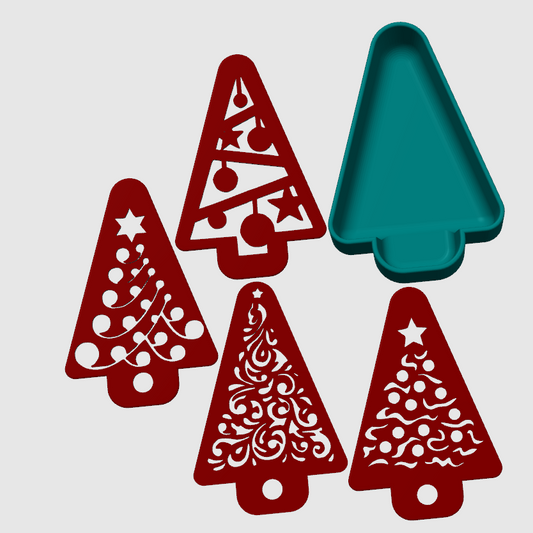 Christmas Tree and 4 Stencils Mould