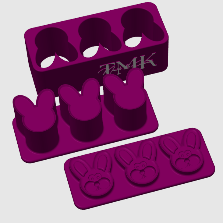 Trio Bunny Head Peep 3D printed Mould Multi Press