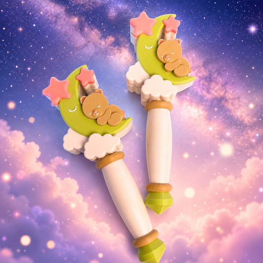 Starry Moon with Teddy Bear Magic Bath Bomb Wands STL