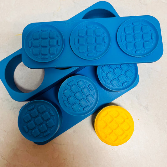 Round Mini Waffle Trio for Steamers, Bath Bombs Fizzers 3D printed Mould Multi Press 45gm each