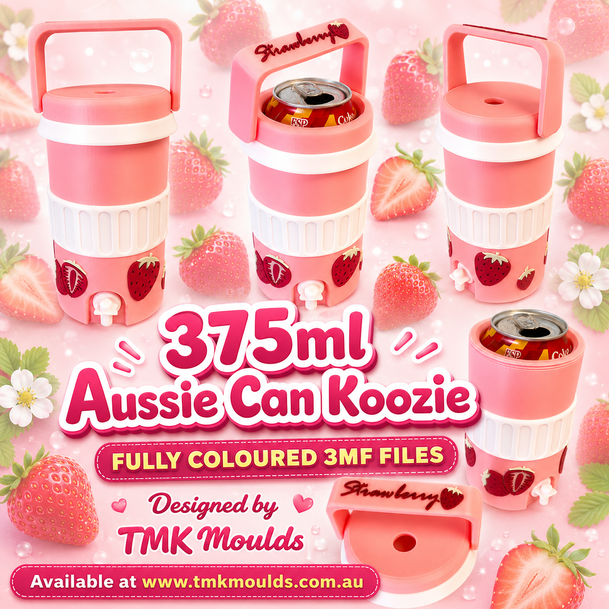 375ml Aussie Can Koozie Strawberry