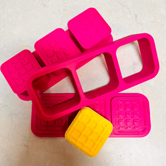 Square Mini Waffle Trio for Steamers, Bath Bombs Fizzers 3D printed Mould Multi Press 45gm each