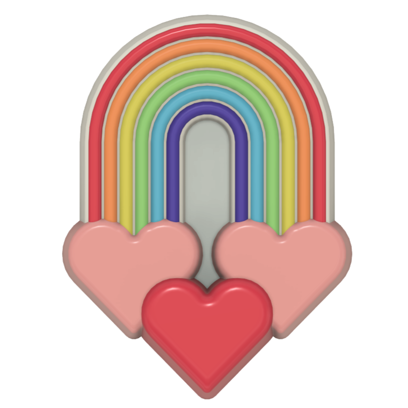 Triple Heart Rainbow (3D Printed)