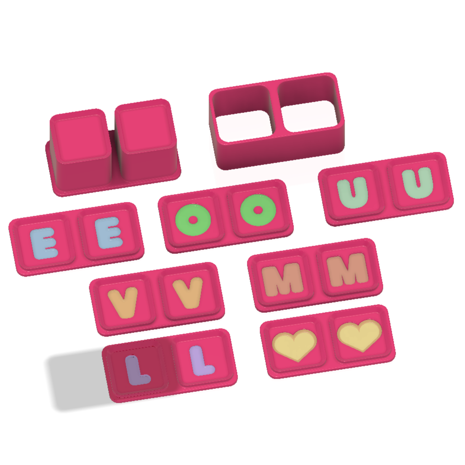9 Piece Set LOVE, MUM, MOM, M🩷M, L🩷VE for Steamers or Bath Bomb Fizzers 3D printed Mould Multi Press