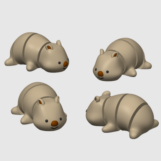 10x 3D Printed Mini Articulated Wombat for Toy Surprise Bath Bombs