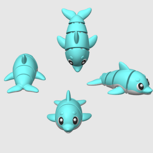 10x 3D Printed Mini Articulated Dolphin for Toy Surprise Bath Bombs