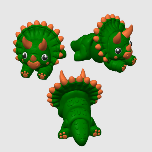 10x 3D Printed Mini Articulated Triceratops 2, for Toy Surprise Bath Bombs