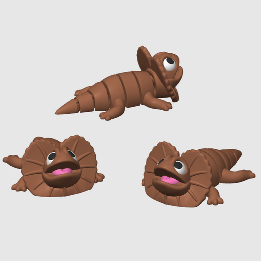 10x 3D Printed Mini Articulated Frill Neck Lizard for Toy Surprise Bath Bombs