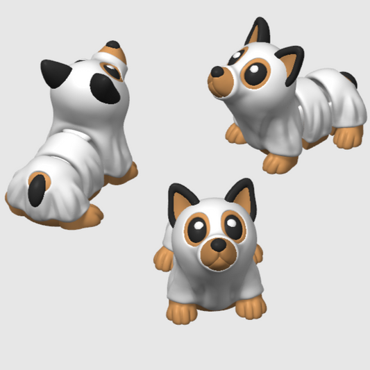10x 3D Printed Mini Articulated Halloween Ghost Dog for Toy Surprise Bath Bombs