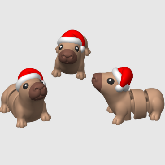 10x 3D Printed Mini Articulated Christmas Capybara for Toy Surprise Bath Bombs