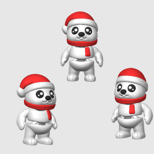 10x 3D Printed Mini Articulated Christmas Bear for Toy Surprise Bath Bombs