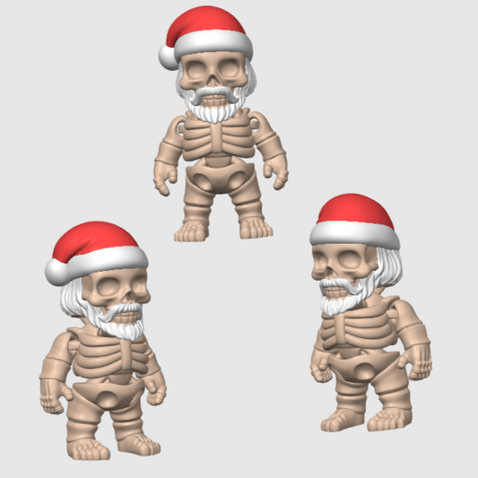 10x 3D Printed Mini Articulated Christmas Skeleton Santa for Toy Surprise Bath Bombs